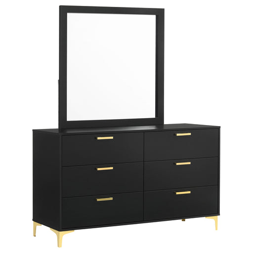 Coaster Kendall 6-drawer Dresser with Mirror Black and Gold With Mirror