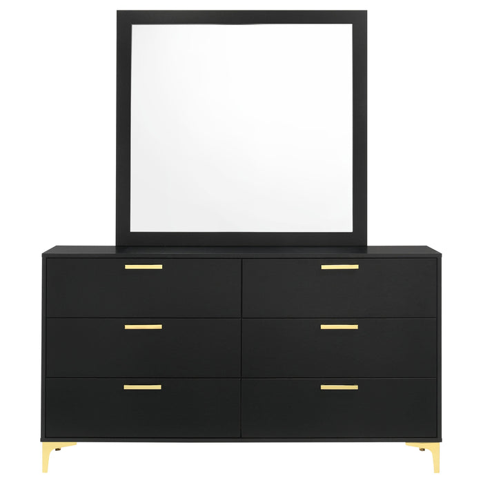 Coaster Kendall 6-drawer Dresser with Mirror Black and Gold No Mirror