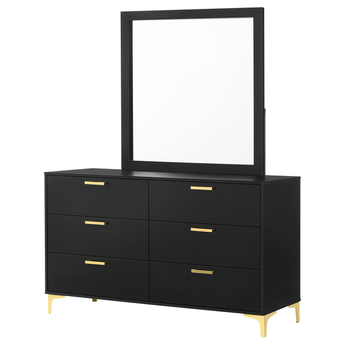 Coaster Kendall 6-drawer Dresser with Mirror Black and Gold No Mirror