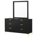 Coaster Kendall 6-drawer Dresser with Mirror Black and Gold No Mirror