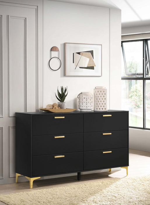 Coaster Kendall 6-drawer Dresser with Mirror Black and Gold No Mirror