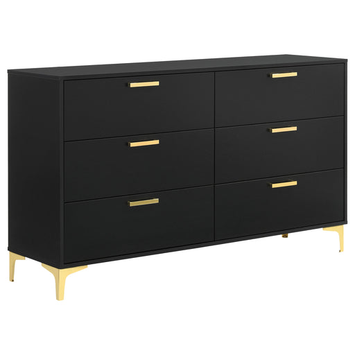 Coaster Kendall 6-drawer Dresser with Mirror Black and Gold No Mirror