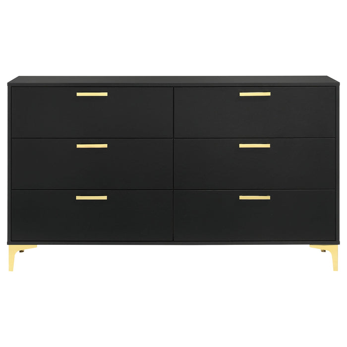 Coaster Kendall 6-drawer Dresser with Mirror Black and Gold No Mirror