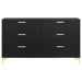 Coaster Kendall 6-drawer Dresser with Mirror Black and Gold No Mirror