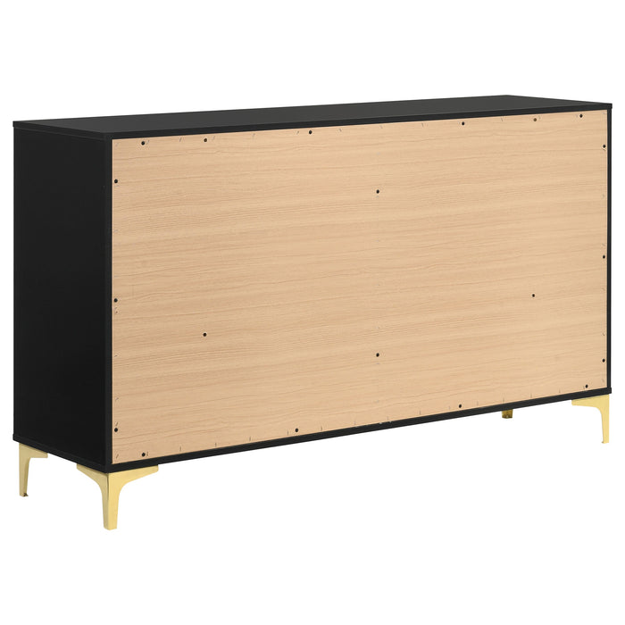 Coaster Kendall 6-drawer Dresser with Mirror Black and Gold No Mirror