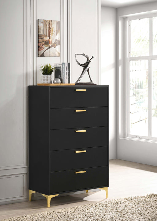 Coaster Kendall 5-drawer Chest Black and Gold Default Title