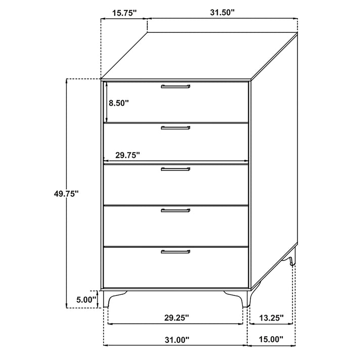 Coaster Kendall 5-drawer Chest Black and Gold Default Title