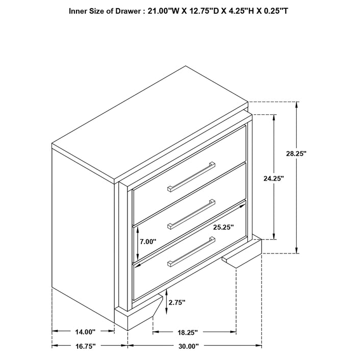 Coaster Baker 3-drawer Nightstand Brown and Light Taupe Default Title