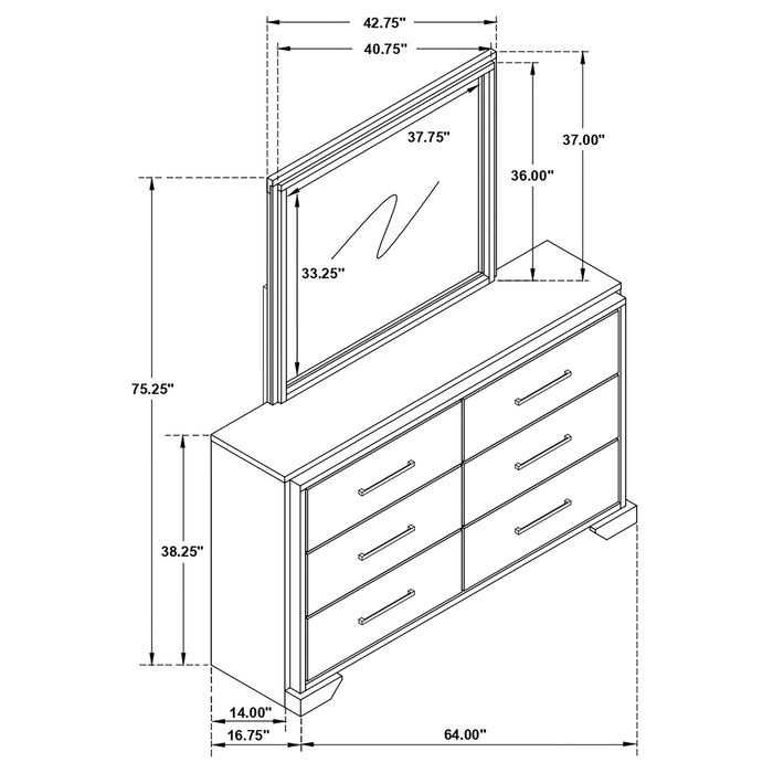 Coaster Baker 6-drawer Dresser with Mirror Brown and Light Taupe No Mirror