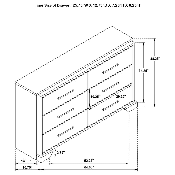 Coaster Baker 6-drawer Dresser with Mirror Brown and Light Taupe No Mirror