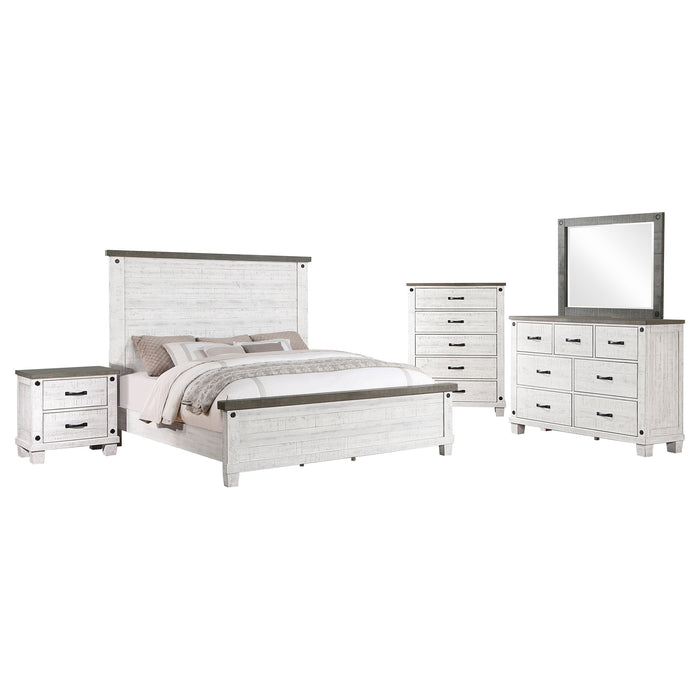 Coaster Lilith Bedroom Set Distressed Grey and White Eastern King Set of 5