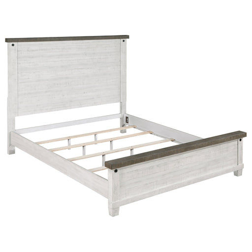 Coaster Lilith Panel Bed Distressed Grey and White King
