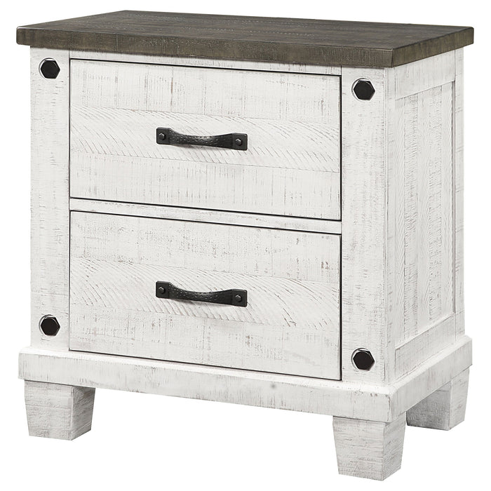 Coaster Lilith 2-drawer Nightstand Distressed Grey and White Default Title