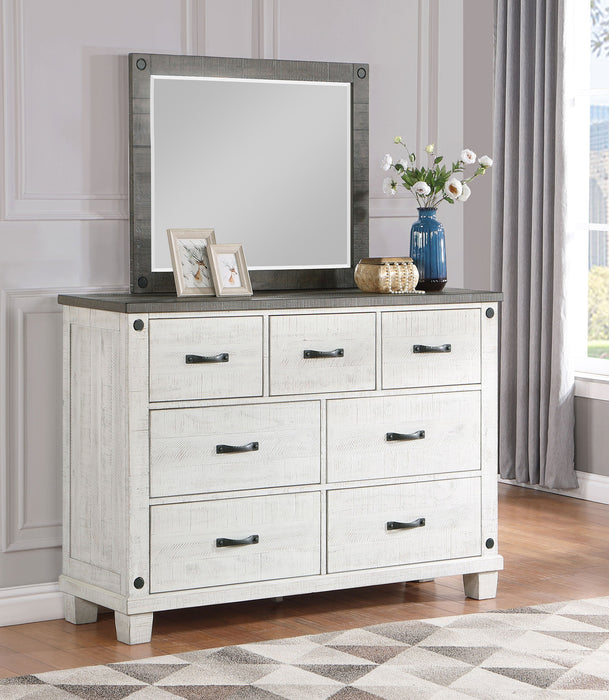 Coaster Lilith 7-drawer Dresser with Mirror Distressed Grey and White No Mirror