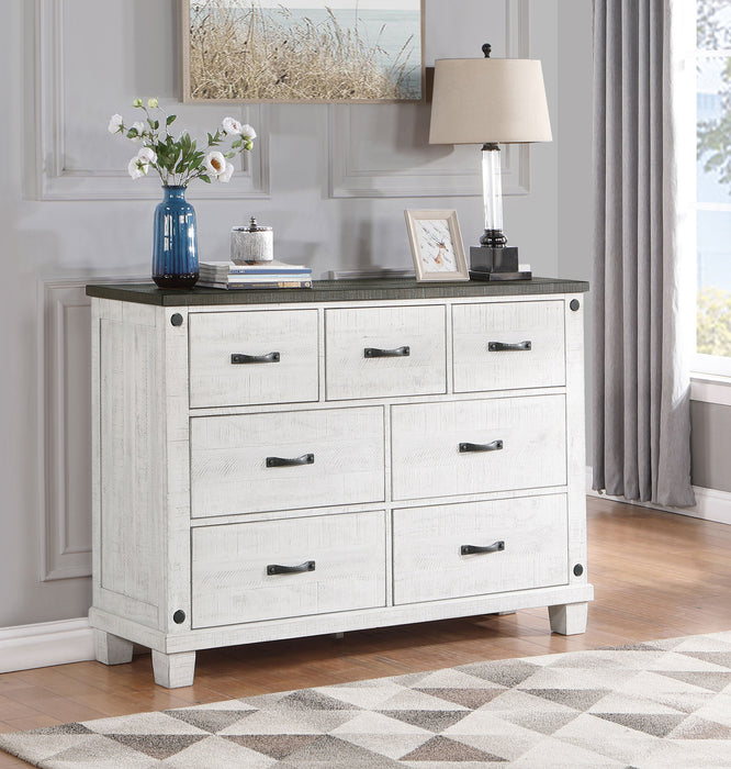 Coaster Lilith 7-drawer Dresser with Mirror Distressed Grey and White No Mirror