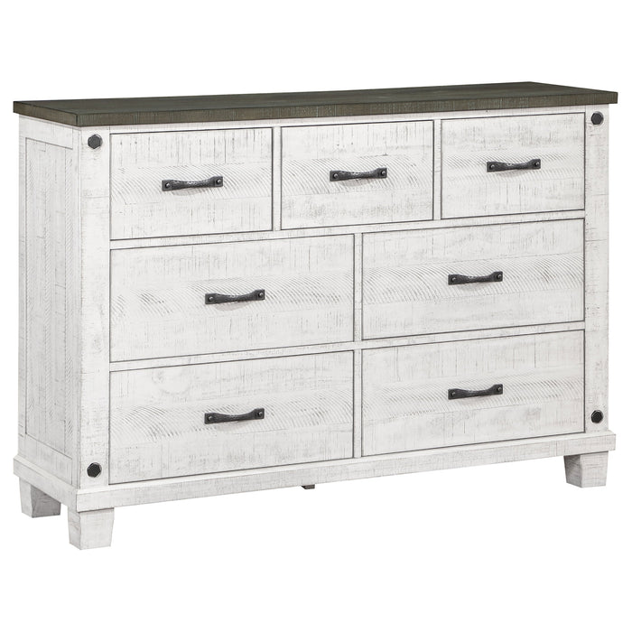 Coaster Lilith 7-drawer Dresser with Mirror Distressed Grey and White No Mirror