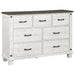 Coaster Lilith 7-drawer Dresser with Mirror Distressed Grey and White No Mirror