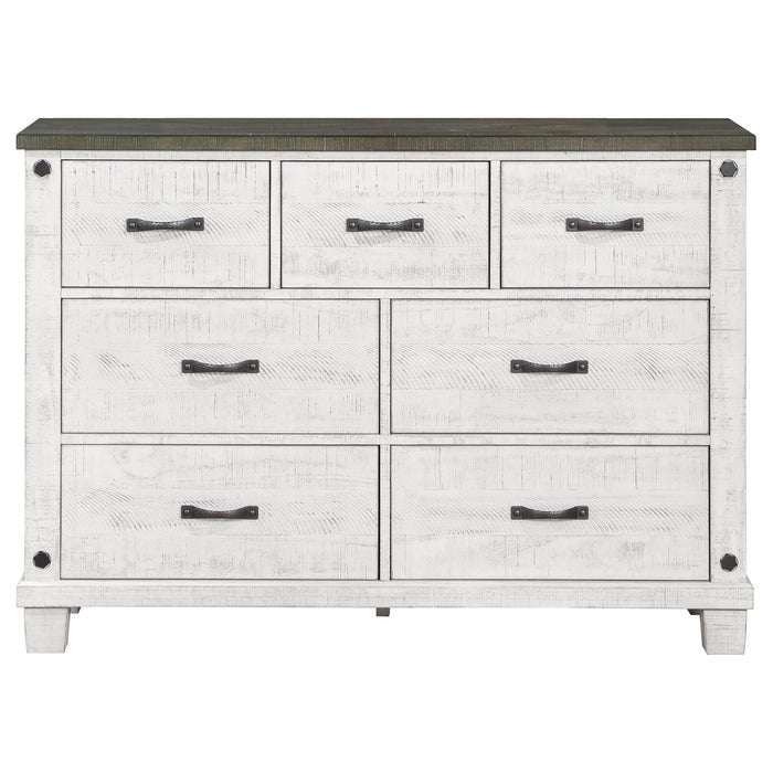 Coaster Lilith 7-drawer Dresser with Mirror Distressed Grey and White No Mirror