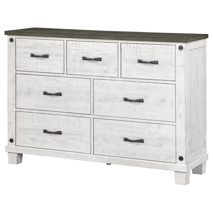 Coaster Lilith 7-drawer Dresser with Mirror Distressed Grey and White No Mirror