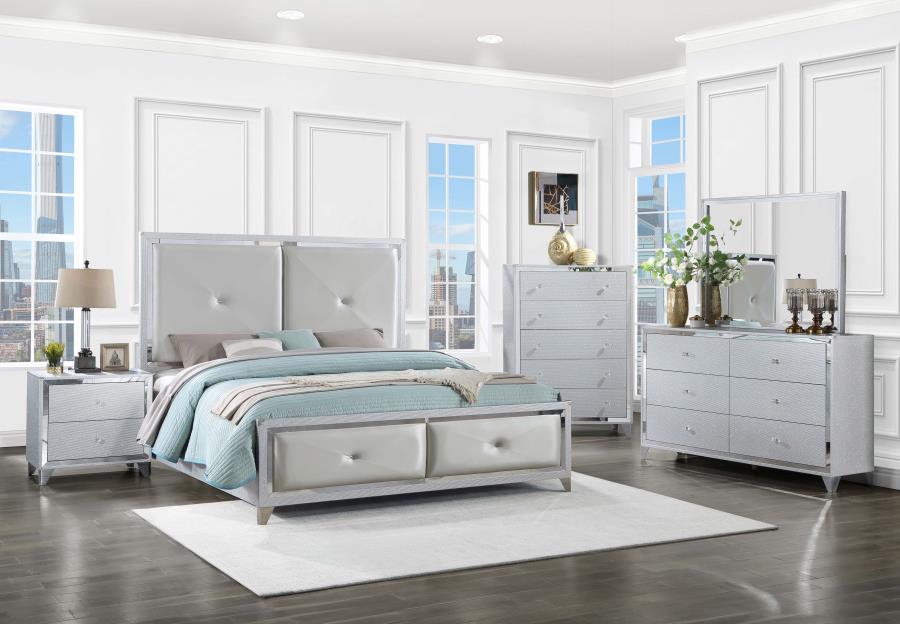 Larue Wood Eastern King Panel Bed Silver