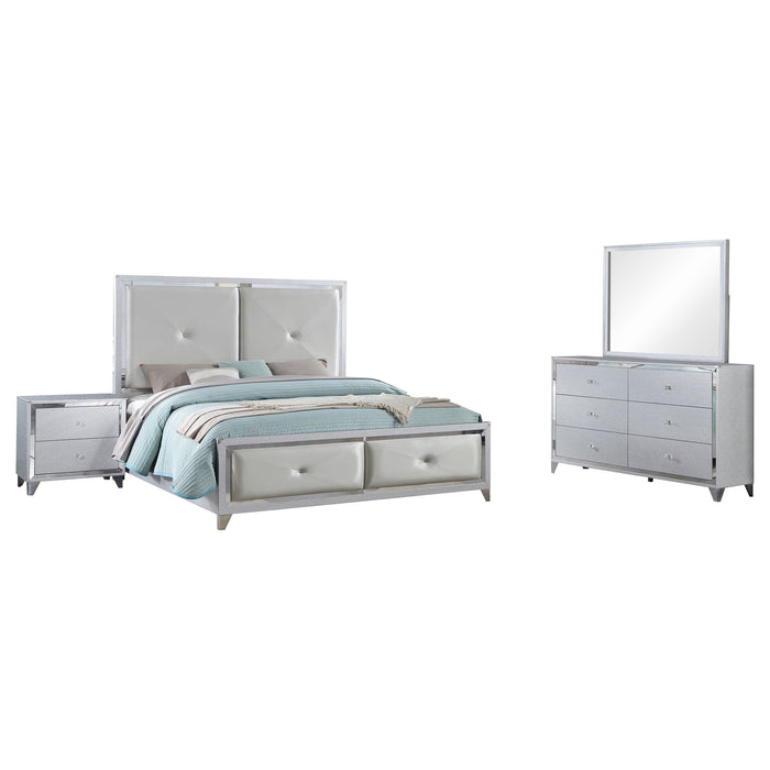 Coaster Larue Tufted Bedroom Set Silver Queen Set of 4