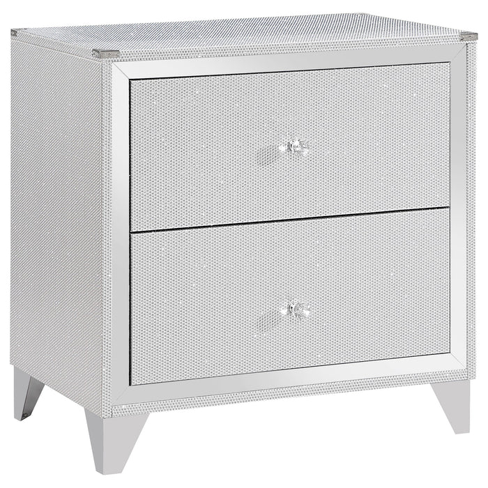 Coaster Larue 2-drawer Nightstand with USB Port Silver Default Title