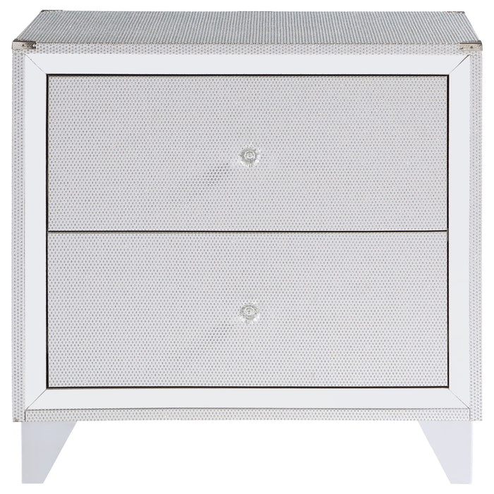 Coaster Larue 2-drawer Nightstand with USB Port Silver Default Title