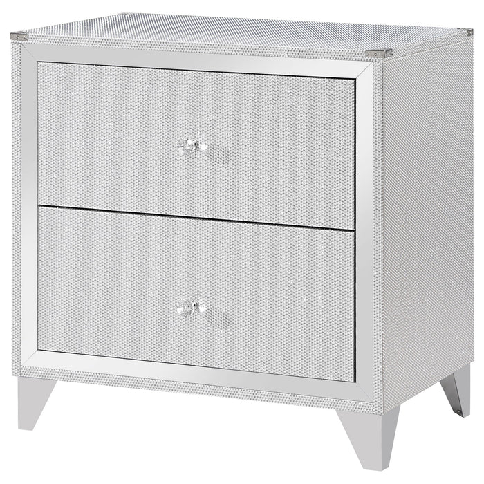 Coaster Larue 2-drawer Nightstand with USB Port Silver Default Title