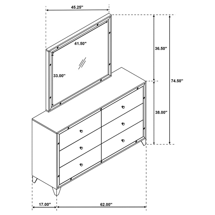 Coaster Larue 6-drawer Dresser with Mirror Silver No Mirror