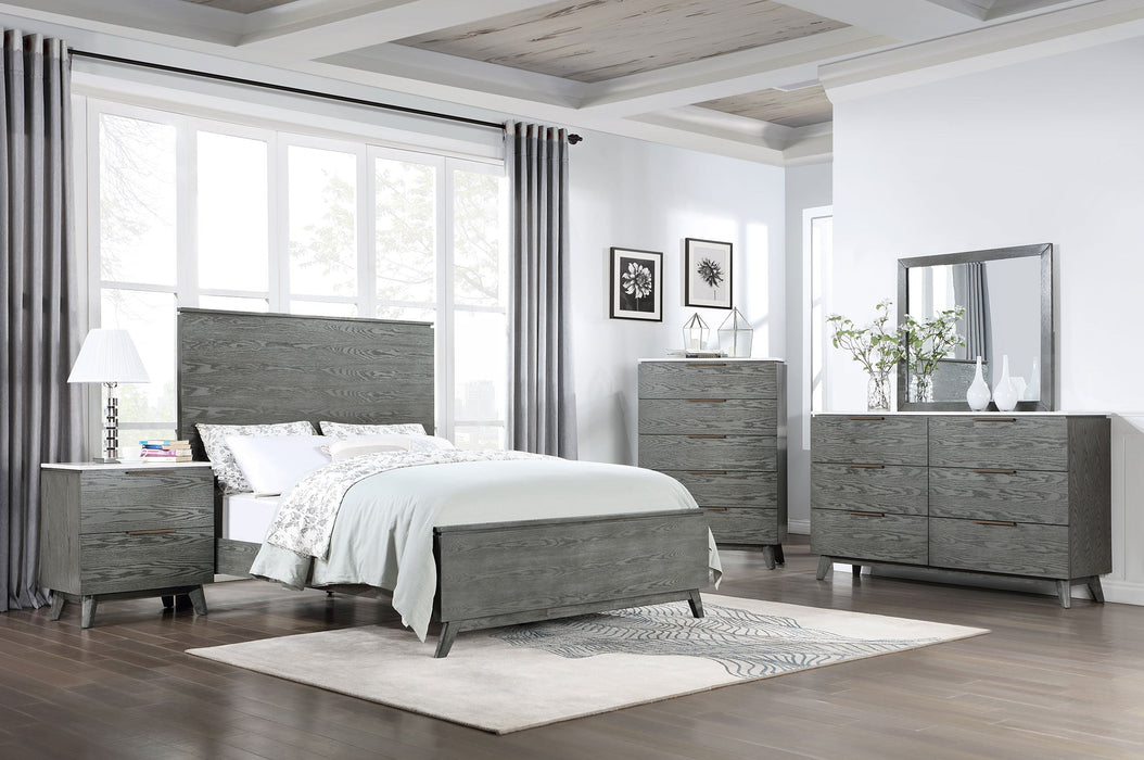 Coaster Nathan Bedroom Set White Marble and Grey Set of 5