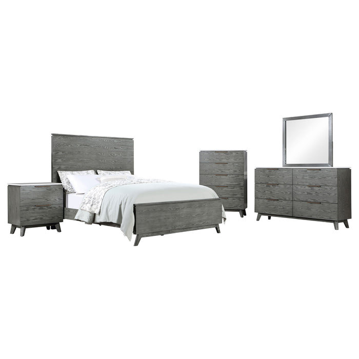 Coaster Nathan Bedroom Set White Marble and Grey Set of 5