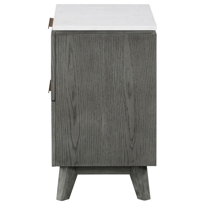 Coaster Nathan 2-drawer Nightstand with USB Port White Marble and Grey Default Title