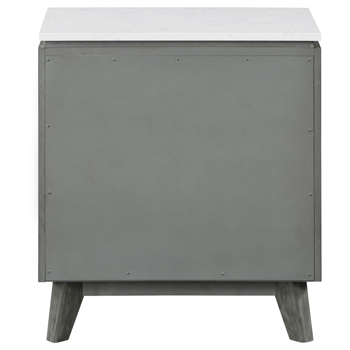 Coaster Nathan 2-drawer Nightstand with USB Port White Marble and Grey Default Title