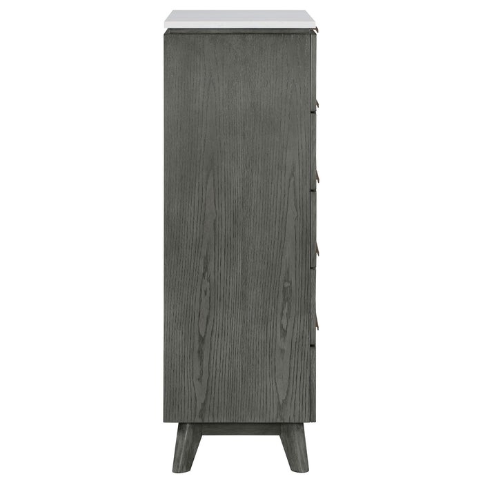 Coaster Nathan 5-drawer Chest White Marble and Grey Default Title