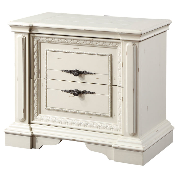 Evelyn 2-drawer Nightstand with USB Ports Antique White