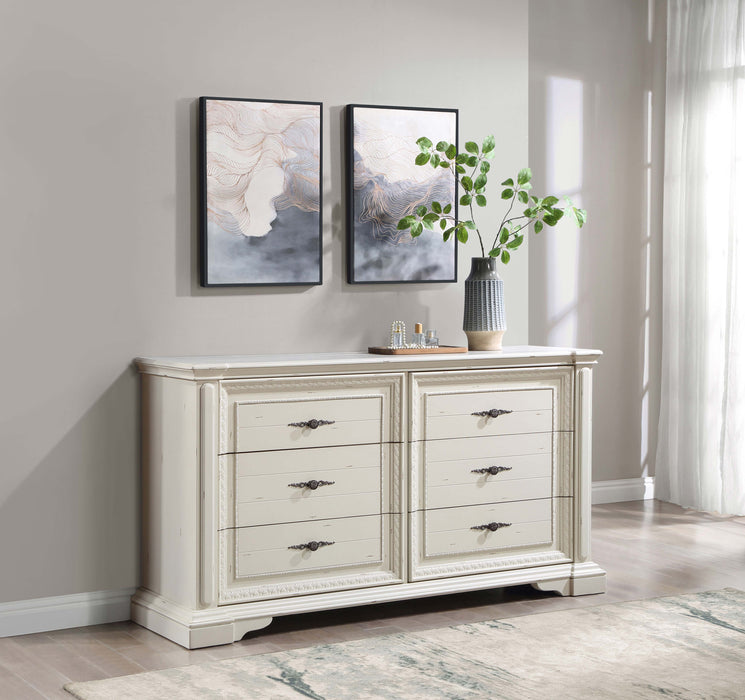 Evelyn 6-drawer Dresser Antique White