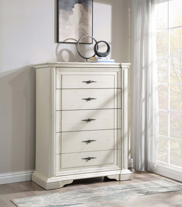 Evelyn 5-drawer Chest Antique White