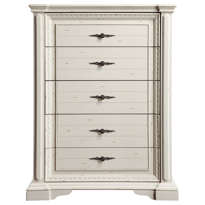 Evelyn 5-drawer Chest Antique White