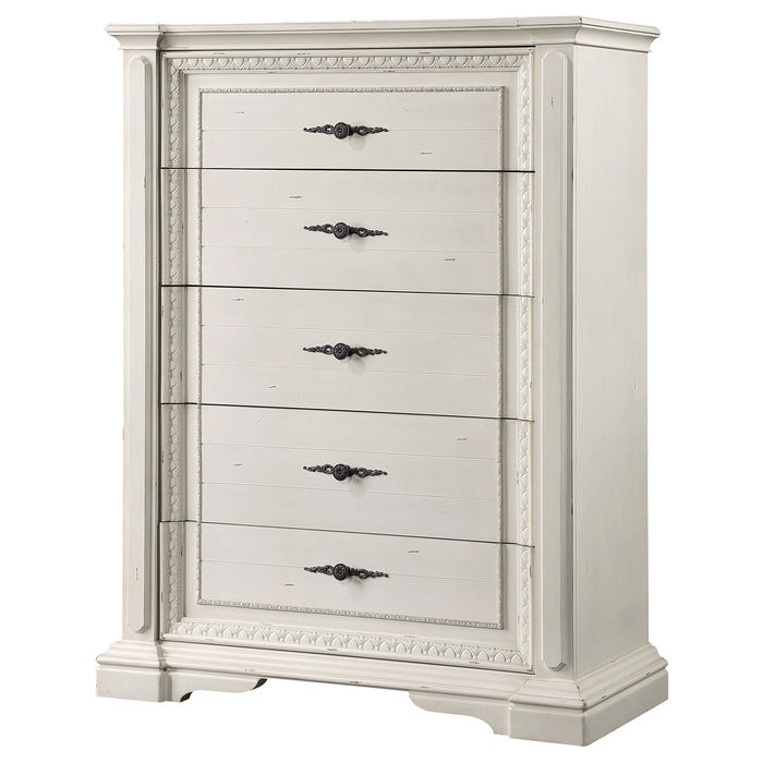 Evelyn 5-drawer Chest Antique White