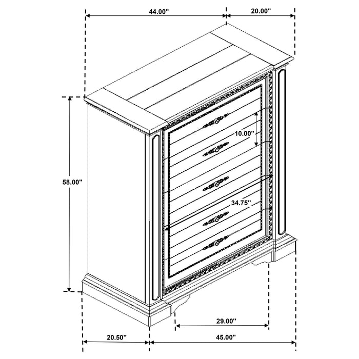 Evelyn 5-drawer Chest Antique White