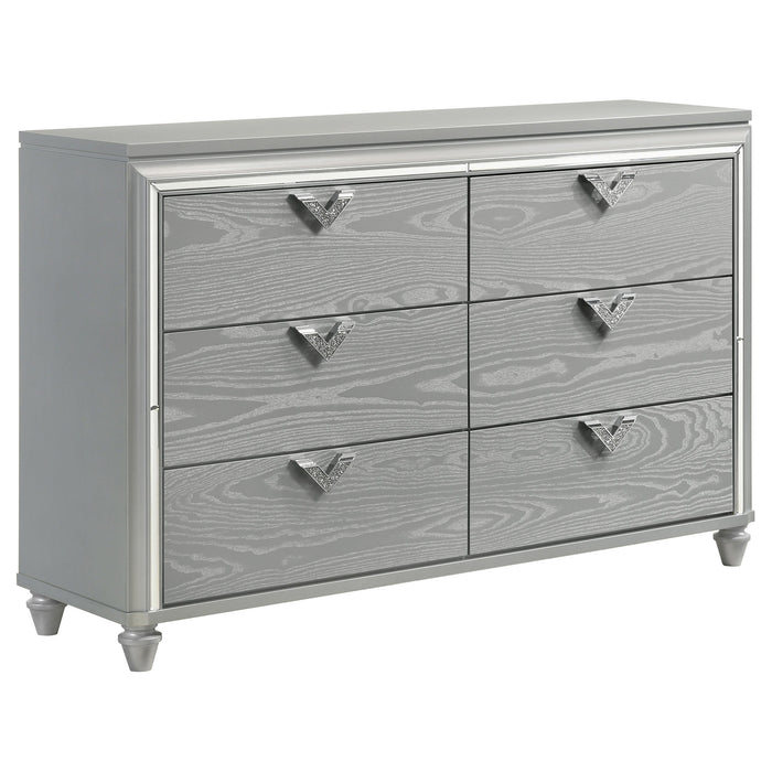 Coaster Veronica 6-drawer Bedroom Dresser with Mirror Light Silver No Mirror