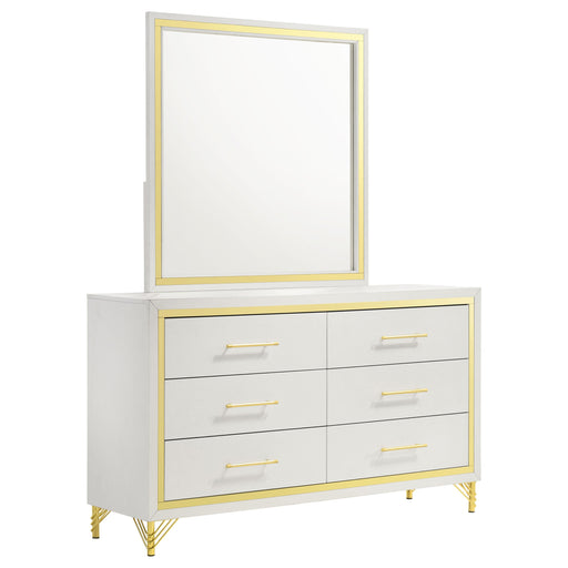 Coaster Lucia 6-drawer Bedroom Dresser with Mirror White With Mirror