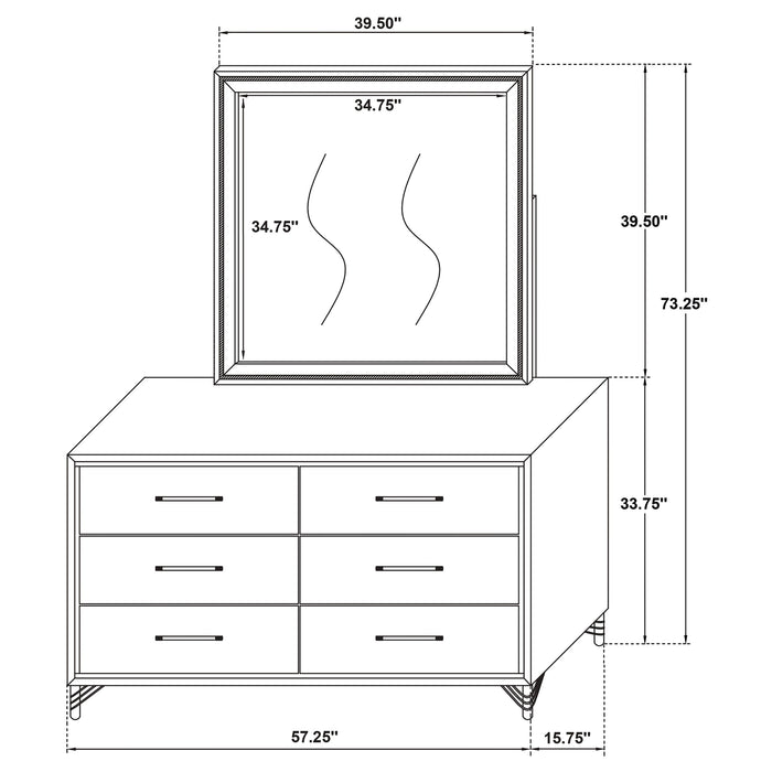 Coaster Lucia 6-drawer Bedroom Dresser with Mirror White No Mirror