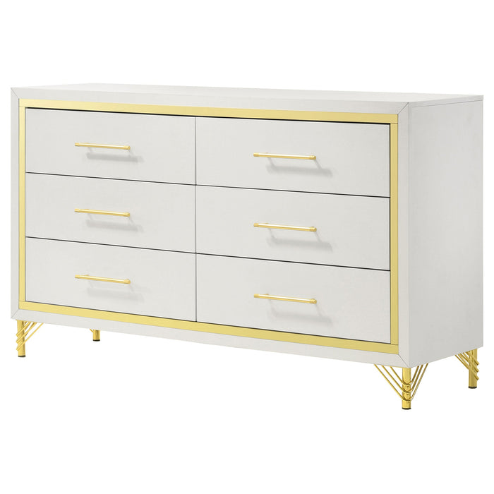 Coaster Lucia 6-drawer Bedroom Dresser with Mirror White No Mirror