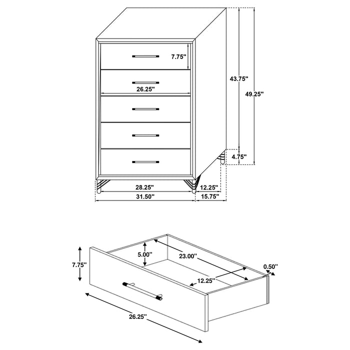 Coaster Lucia 5-drawer Bedroom Chest White Default Title