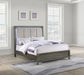 Coaster Kieran Panel Bed with Upholstered LED Headboard Grey Cal King