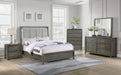 Coaster Kieran Panel Bed with Upholstered LED Headboard Grey Cal King