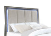 Coaster Kieran Panel Bed with Upholstered LED Headboard Grey Cal King