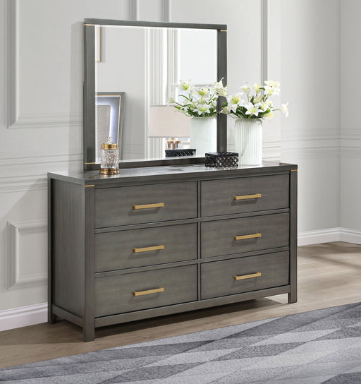 Coaster Kieran 6-drawer Bedroom Dresser with Mirror Grey With Mirror