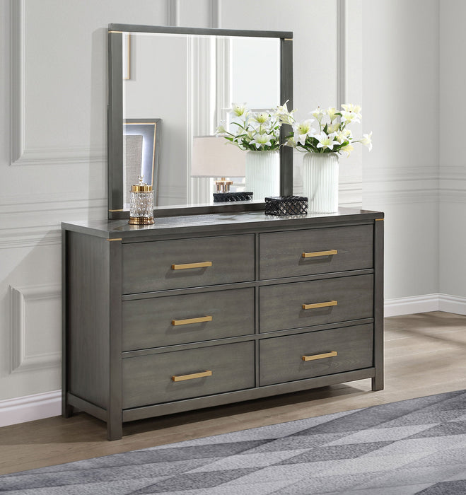 Coaster Kieran 6-drawer Bedroom Dresser with Mirror Grey With Mirror